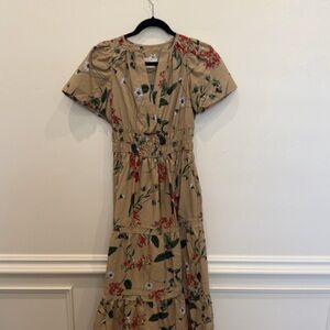 Floral Tiered Maxi Dress in Tan